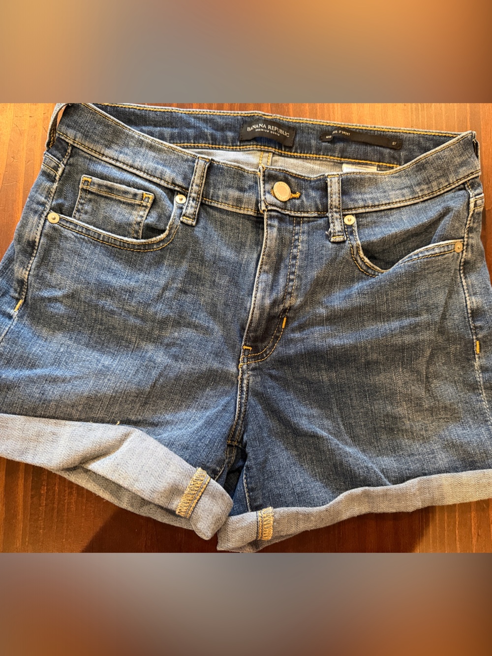 Banana Republic Classic Blue Denim Roll-Cuff Shorts
